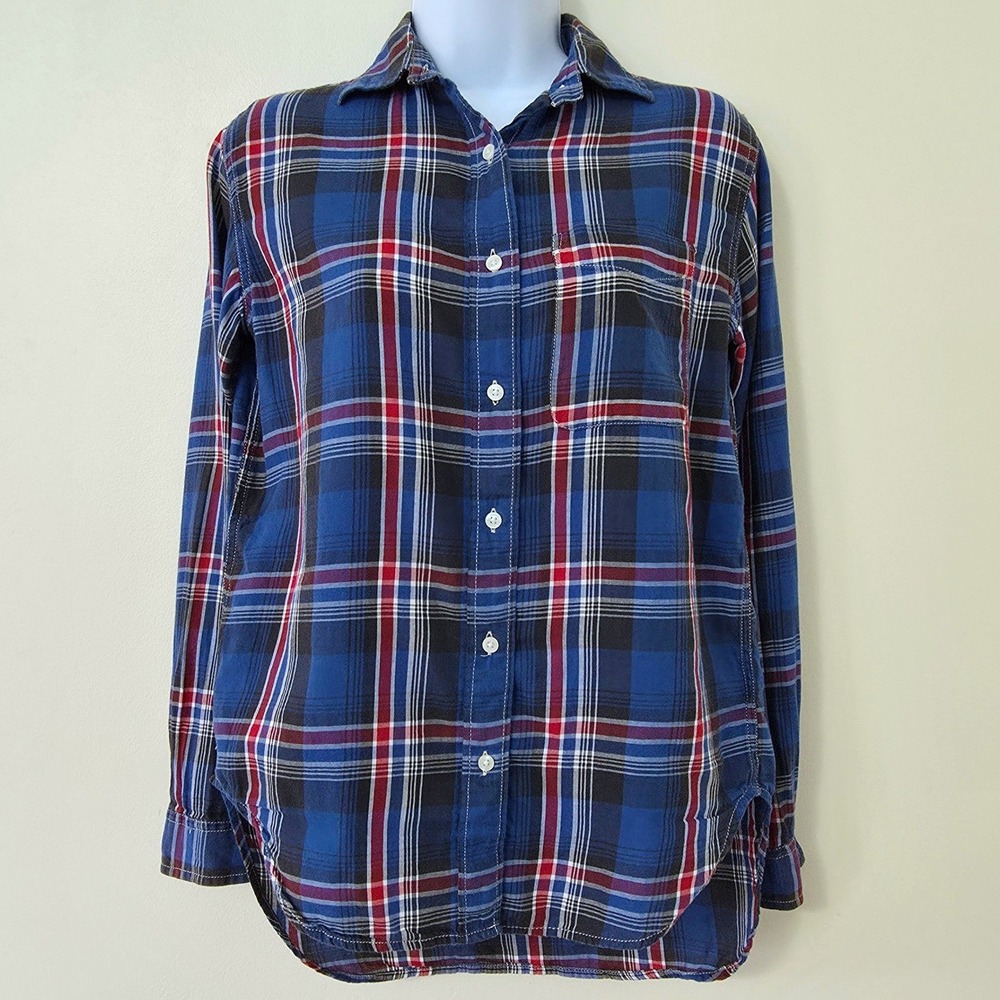 Ralph Lauren Denim & Supply Y2K Boyfriend Plaid Button Up Top Sz XS Country Prep